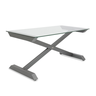 Glastisch mit Stahlgestell X 