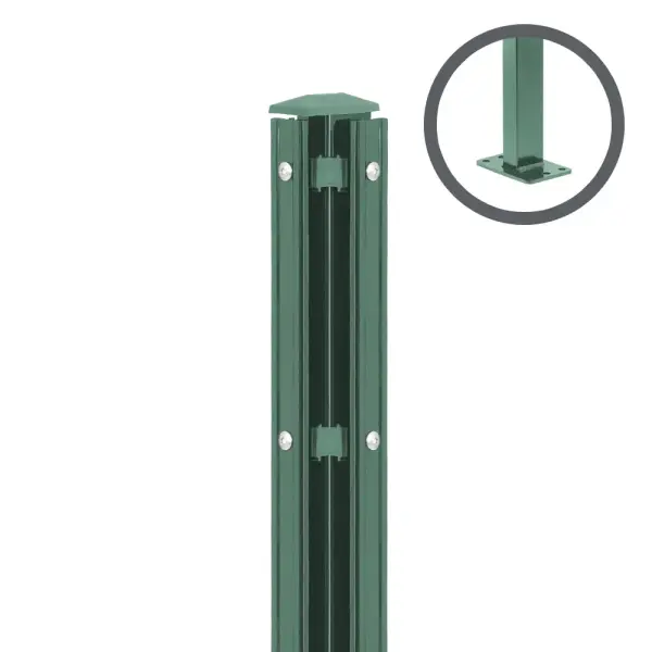 Artikelbild des Artikels “Zaunpfosten P2 mit Profilleiste moosgrün RAL 6005 | 1830 | Zum Aufdübeln | Eckpfosten Rechts“